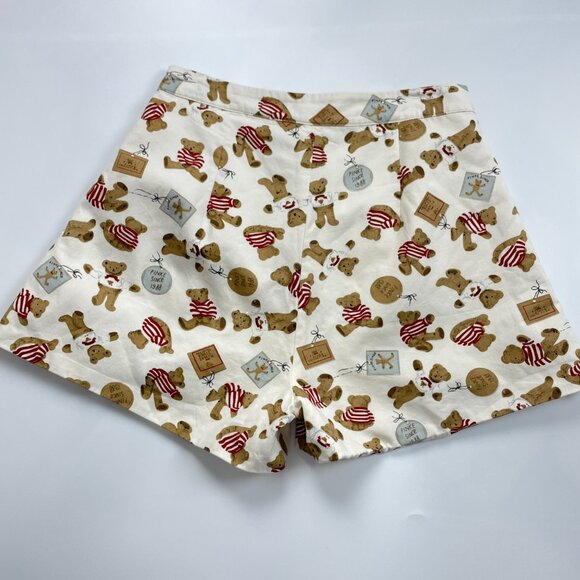 Teddy Bear Print Shorts Christmas Lace Twee High Waisted Women Lace Cream - Picture 2 of 10